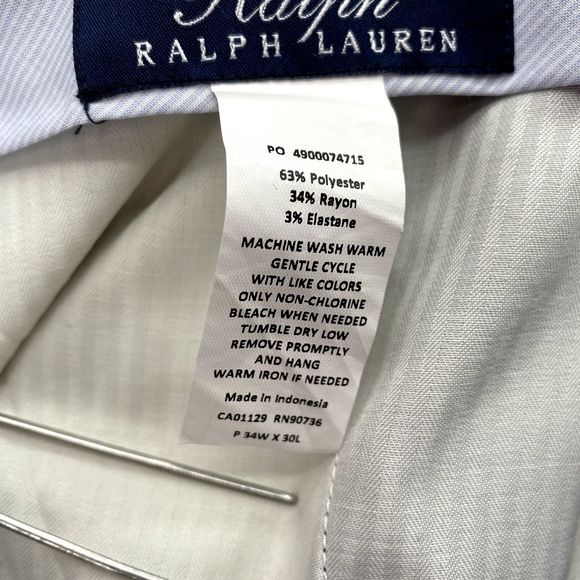 Ralph Lauren Dress Pants Adult 34x30 Grey Classic Blue Label Trouser Preppy Mens - Picture 13 of 13